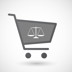 Sticker - Isolated shopping cart icon with a justice weight scale sign