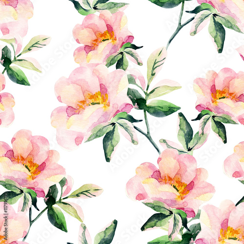 akwarela-kwiaty-wrzosca-bez-szwu-oddzialy-dog-rose