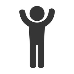 Sticker - man hands up icon vector graphic