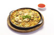 Thai food, fried mussel pancake in hot pan