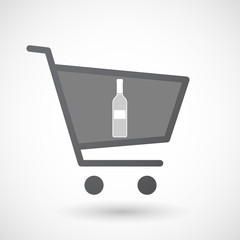 Sticker - Isolated shopping cart icon with a bottle of wine