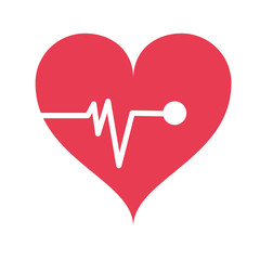 Wall Mural - flat design heart cardiogram icon vector illustration