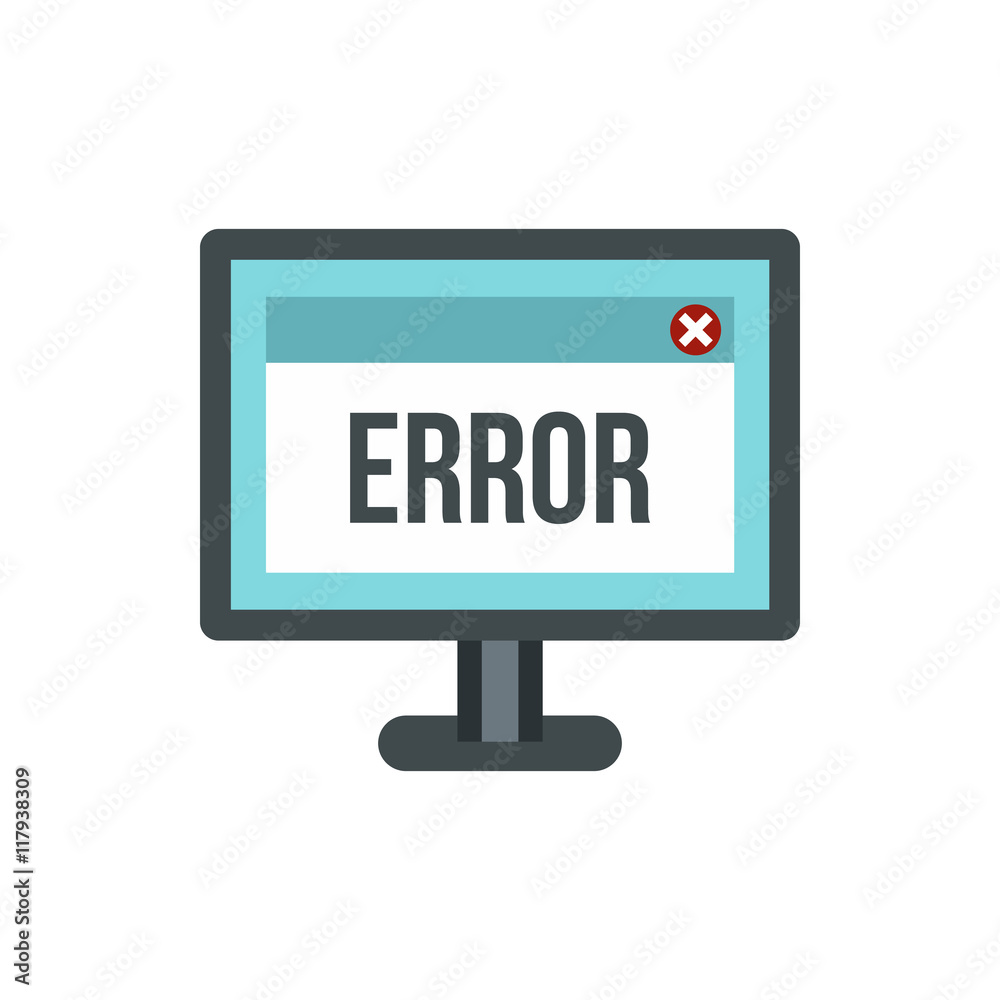 Monitor error icon in flat style isolated on white background. Failure  symbol Stock Vector | Adobe Stock, image size:1000x1000