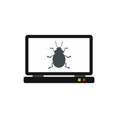 Poster - Bug in computer icon in flat style isolated on white background. Failure symbol