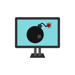 Poster - Computer hacking icon in flat style isolated on white background. Cracking symbol