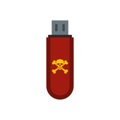 Poster - Usb flash drive with a virus icon in flat style isolated on white background. Infection symbol