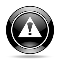 Poster - exclamation sign black glossy icon