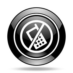 Poster - no phone black glossy icon