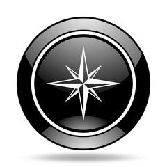 Poster - compass black glossy icon
