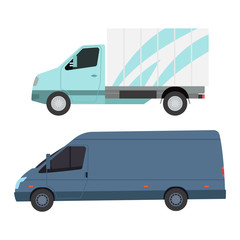 Wall Mural - Delivery vector transport truck van. Delivery service van, fast shop service truck. Delivery vehicle. Product goods shipping transport. Fast delivery truck van vector