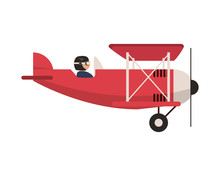 Flat Design Aerobatic Or Trainer Airplane Icon Vector Illustration
