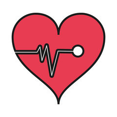 Poster - flat design heart cardiogram icon vector illustration