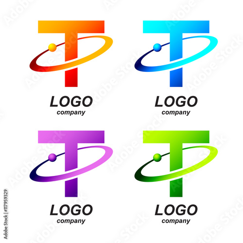 Abstract Letter T Round Ring Shape Business Logo Design Template