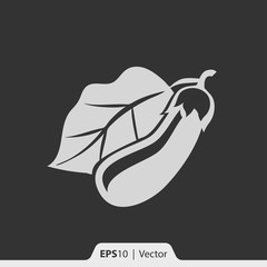 Poster - Eggplant with leaf vector icon for web and mobile