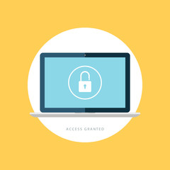 Poster - Access granted icon. Data protection sign. Internet security symbol. Flat vector illustration.