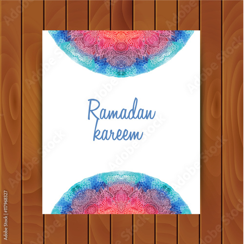Watercolor mandala, lace ornament made of round pattern in oriental style Canvas Print