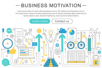 Poster - Vector elegant thin line flat modern Art design Business motivation discipline concept. Website header banner elements layout. Presentation, flyer and poster.