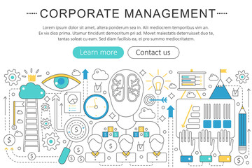 Poster - Vector elegant thin line flat modern Corporate business managment concept. Website header banner elements layout. Presentation, flyer and poster.