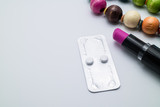 Fototapeta Desenie - Contraceptive pill ,or morning after pill with woman stuff.