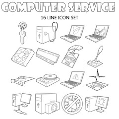Poster - outline computer service icons set. universal computer service icons to use for web and mobile ui, s