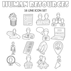 Poster - Outline human resources icons set. Universal human resources icons to use for web and mobile UI, set of basic human resources elements isolated vector illustration