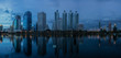 © PK4289 - Panorama of Benchakitti park , green lung of Bangkok , in blue hour with reflection , Thailand