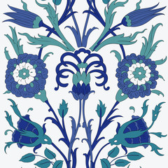 Floral pattern for your design. Traditional Arabic seamless ornament.  Iznik. Vector. Background.