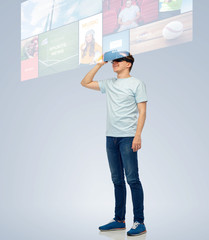 Wall Mural - happy man in virtual reality headset or 3d glasses