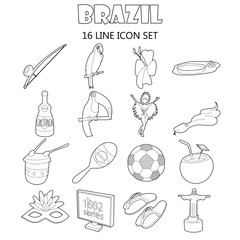 Wall Mural - Outline Brazil icons set. Universal Brazil icons to use for web and mobile UI, set of basic Brazil elements isolated vector illustration