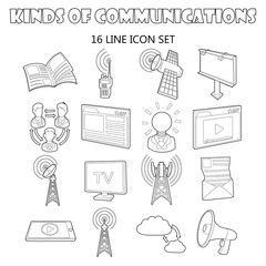 Poster - Outline communication icons set. Universal communication icons to use for web and mobile UI, set of basic communication elements isolated vector illustration