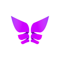 Poster - Butterfly colorful logo template, abstract butterfly wings shape in purple violet colors, beautiful modern geometric vector butterfly icon design for business card, brand or identity isolated