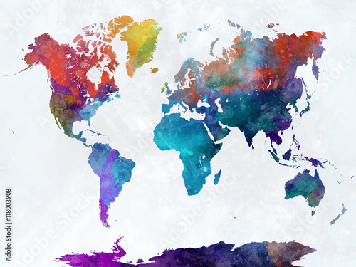 Fotografía Mapa del mundo en acuarela