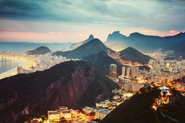 Fototapete - Night view of Rio de Janeiro, Brazil