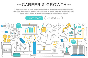 Poster - Vector elegant thin line flat modern Art Career and growing concept. Website header banner elements layout. Presentation, flyer and poster.