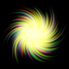 Wall Mural - yellow radiant spiral in black space.