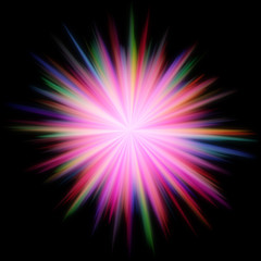 Wall Mural - rigorous image burst of color rays on a black background.