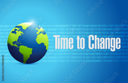 Fotografie, Obraz time to change binary globe sign concept