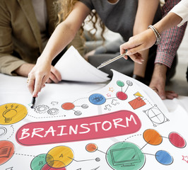 Sticker - Brainstorm Ideas Creativity Process Diagram Concept