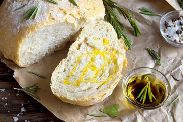 Canvas Print - italian bread with olive oil