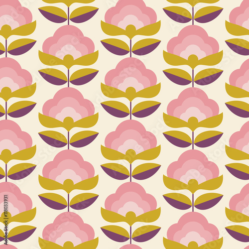 Naklejka ścienna seamless vintage flower pattern