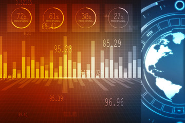 Poster - 2d rendering Stock market online business concept. business Graph
