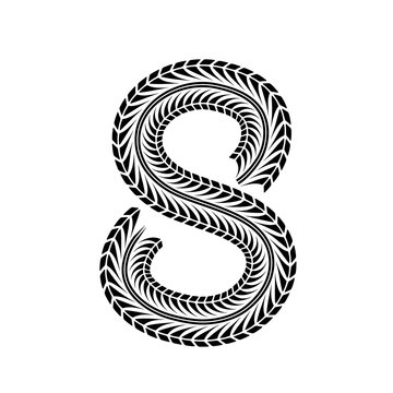 Black numbers silhouette in tire tracks form. eps10