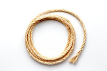 Coiled Rope On A White Background Close Up