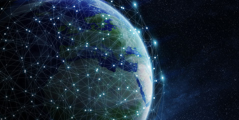 Aufkleber - Global network and data exchange over the world