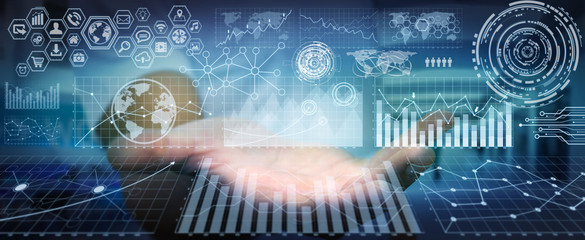 Poster - Businessman using digital charts for presentation