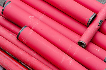 Red metal pipes