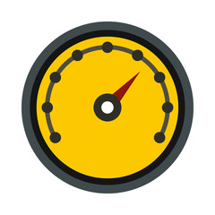 Poster - yellow speedometer icon in flat style on a white background
