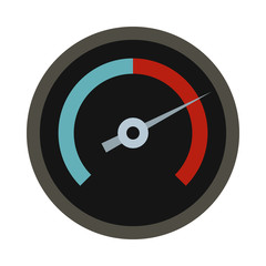 Poster - black tachometer icon in flat style on a white background