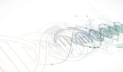 Wall Mural - dna and medical and technology background. futuristic molecule structure presentation