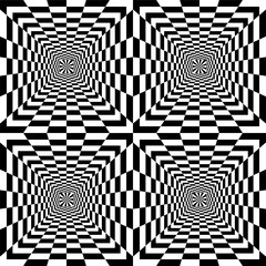 Wall Mural - Seamless Black and White Rectanguless Expanding from the Center. Optical Illusion of Perspective. Suitable for Web Design. Vector Illustration.